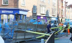 Scaffolding crashes on to York street – updated with video