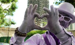Purpleman invited to Grenfell Tower community day after delivering love and flowers from York