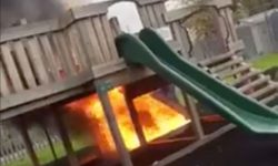 Caught on video: The moment a York child’s play area went up in flames