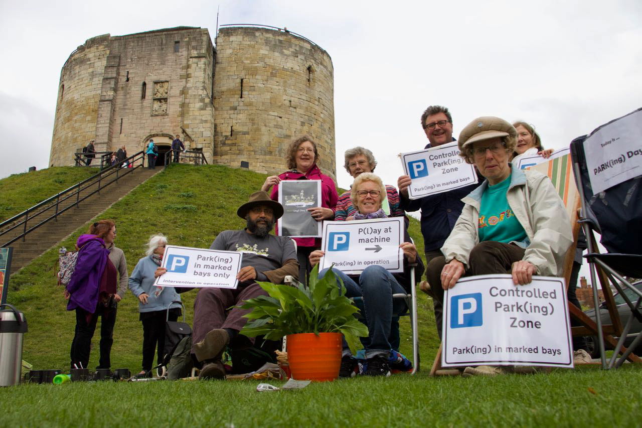 Green transport! York car parking spaces replaced with grass and deckchairs