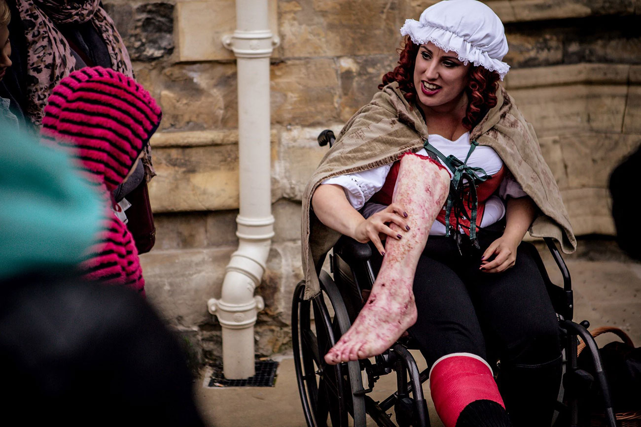 A ghost walk – on one leg! Mad Alice breaks ankle… and carries on tours