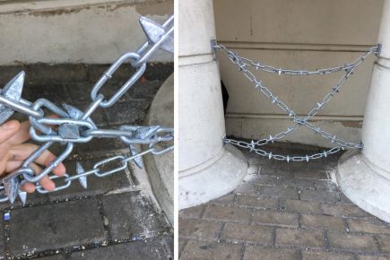 Outcry as York business chains up alcove to prevent homeless man sleeping there