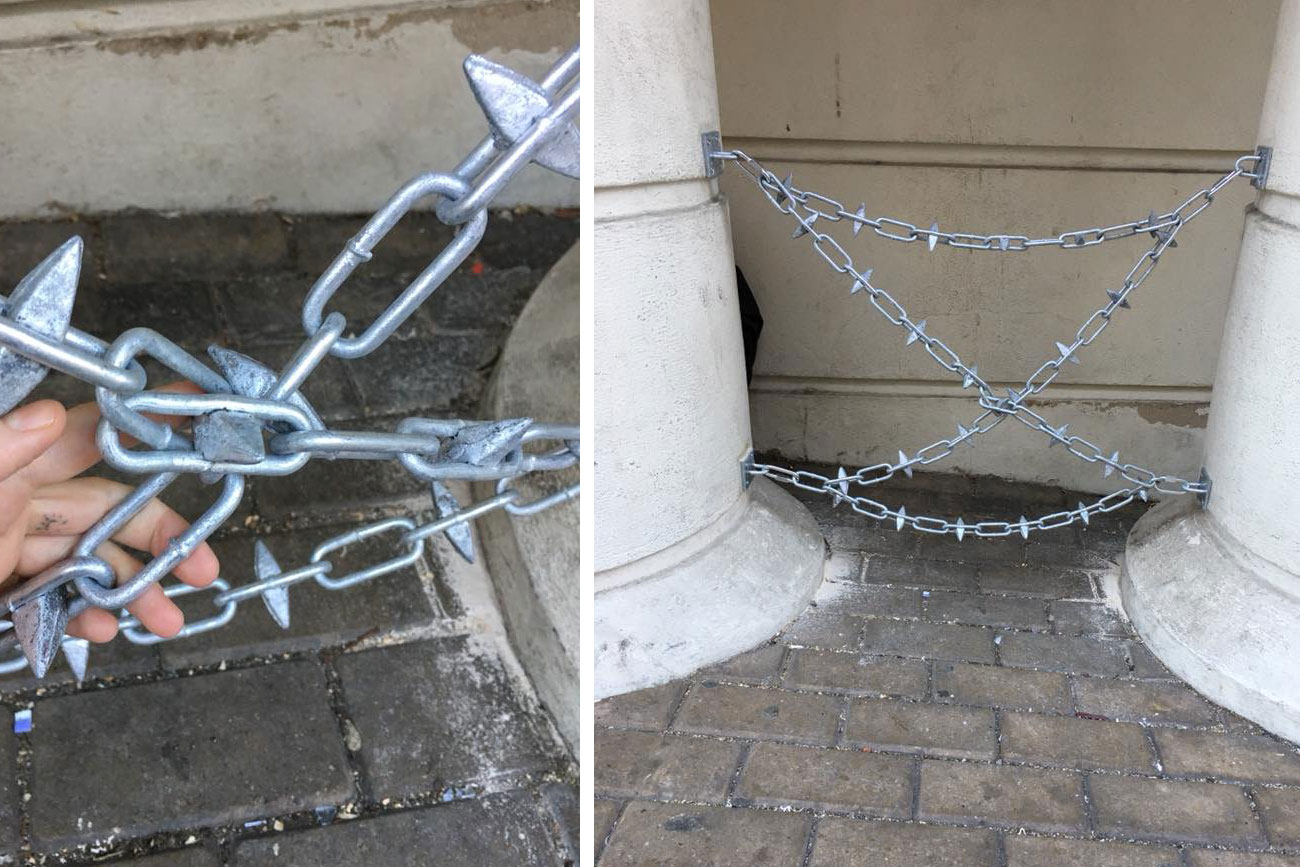 Outcry as York business chains up alcove to prevent homeless man sleeping there