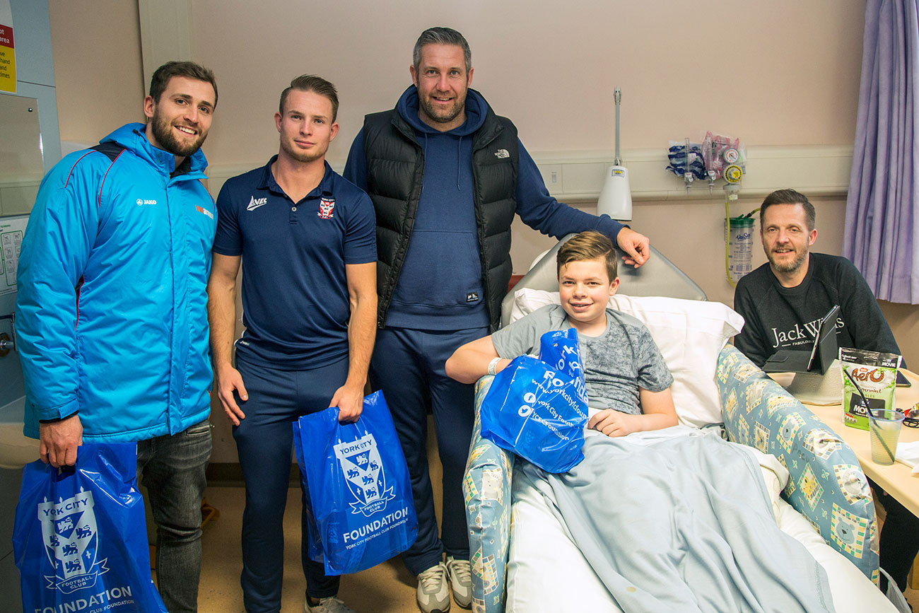 Video: York City players spread Christmas cheer on the children’s ward