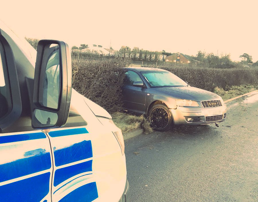 One car ends up in a hedge, another catches fire in York