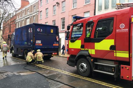 Truck catches fire in York city centre
