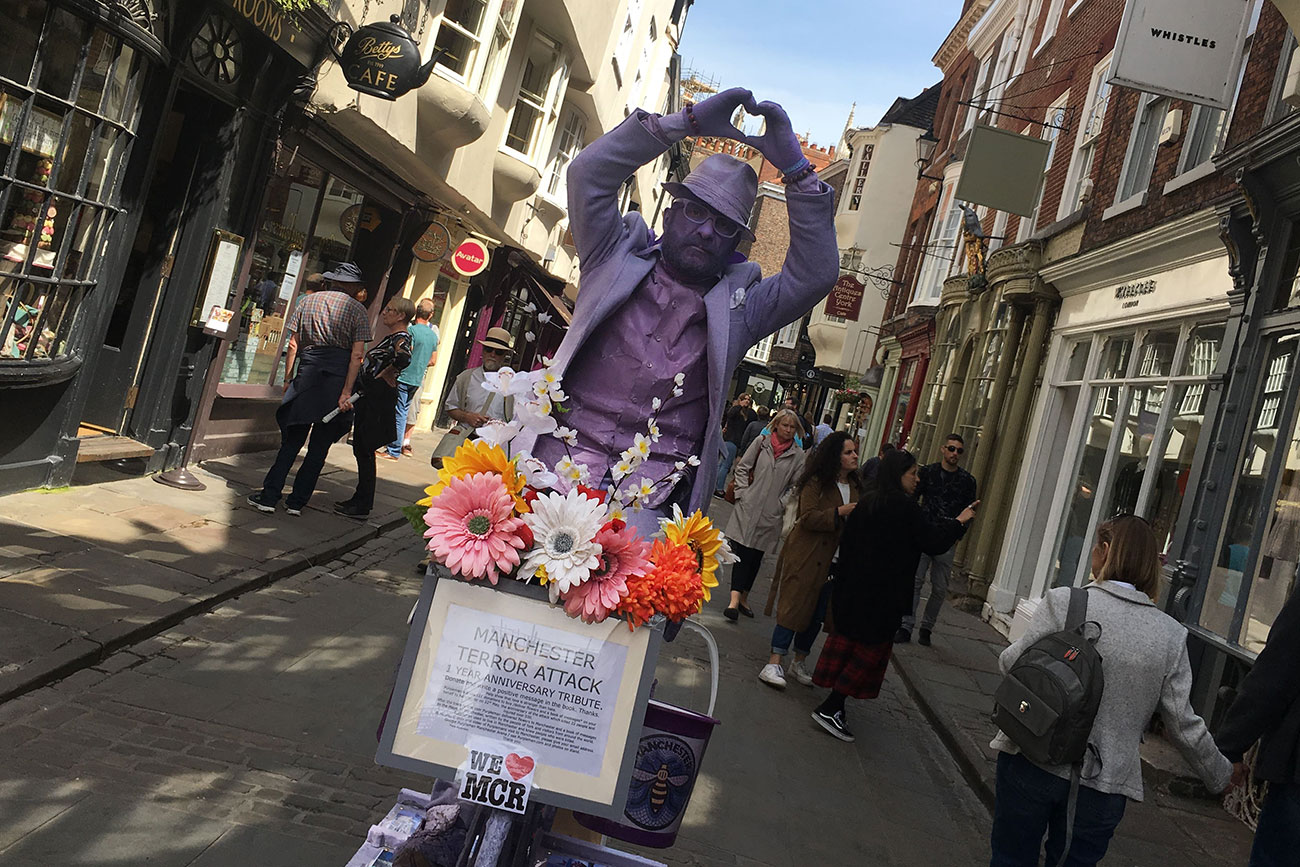Purpleman to stay out all night in 22-hour bike marathon for bomb victims