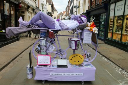 Asleep at the wheel! Purpleman invents the bicycle-bed for 72-hour challenge