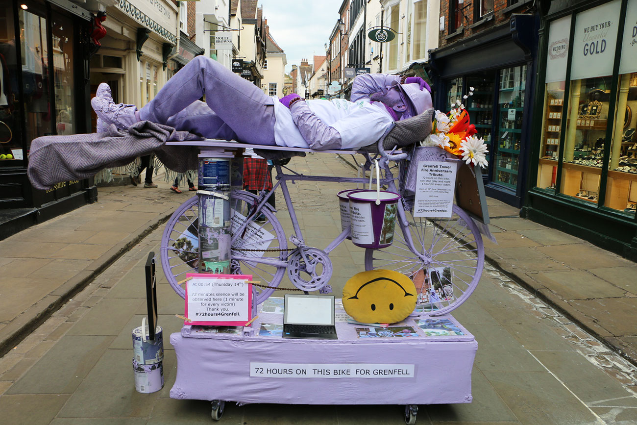 Asleep at the wheel! Purpleman invents the bicycle-bed for 72-hour challenge