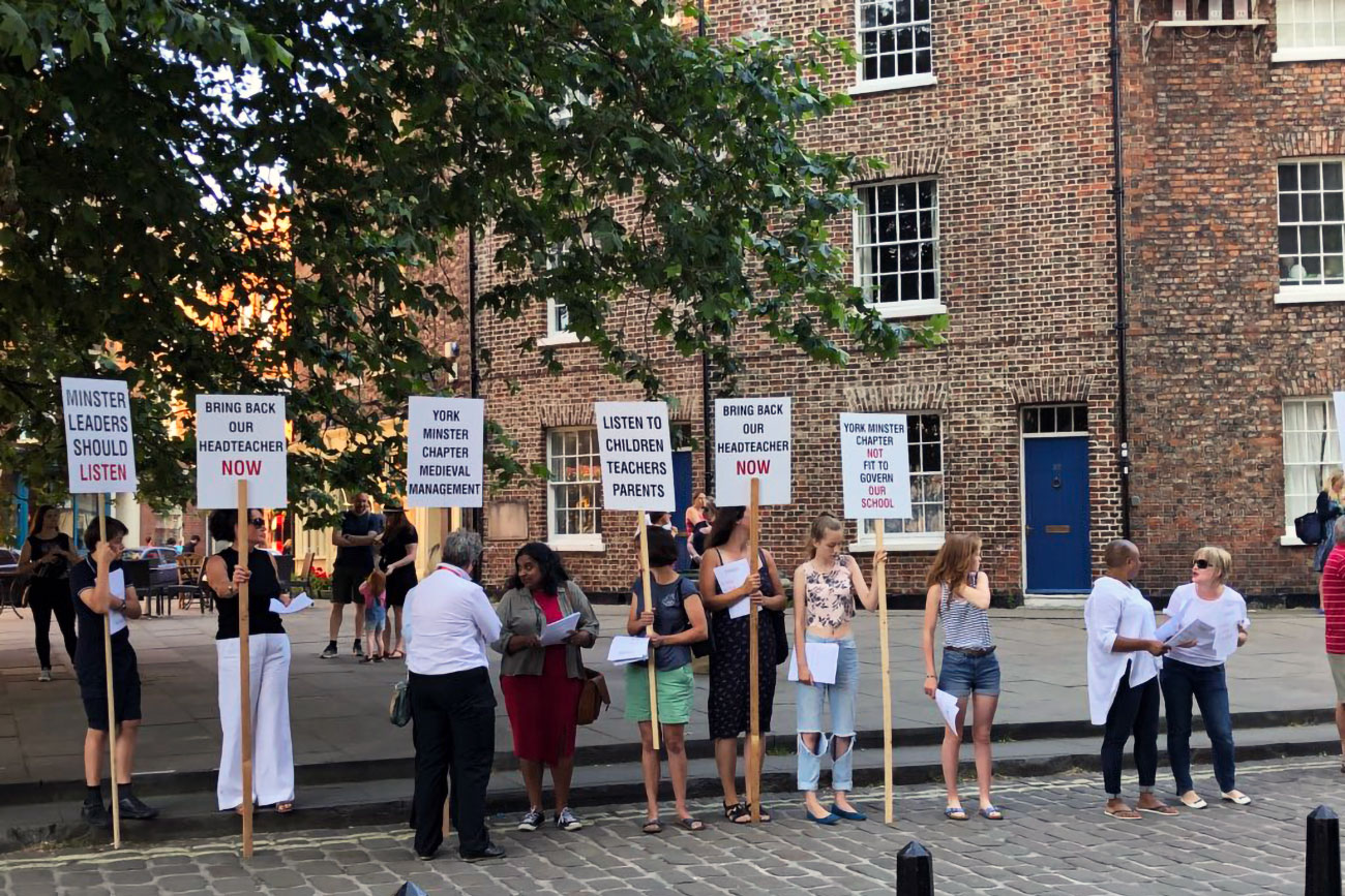 Parents stage protest demanding the reinstatement of York school head teacher
