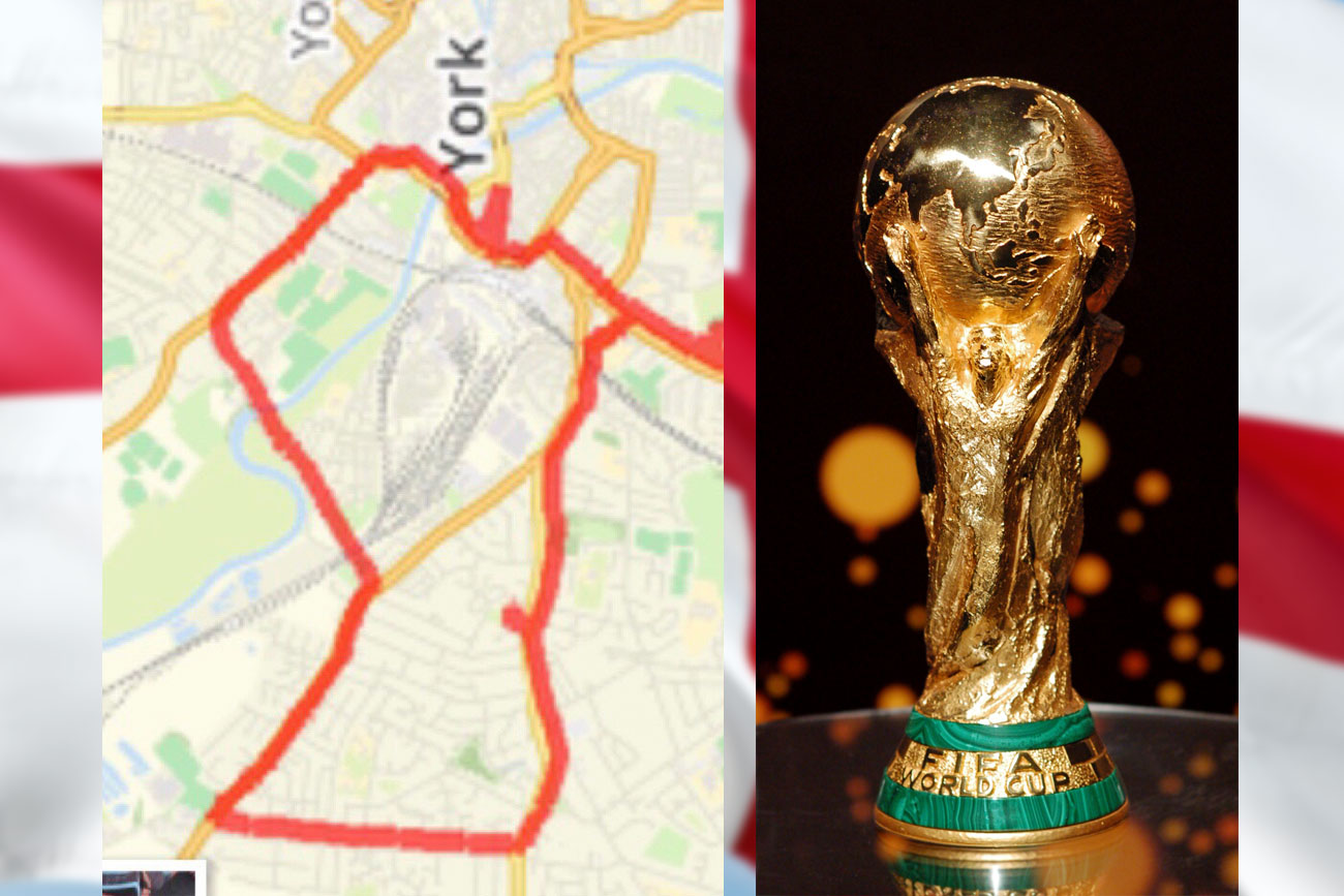 Footie fan accidentally runs World Cup shaped route round York and declares ‘It’s coming home!’