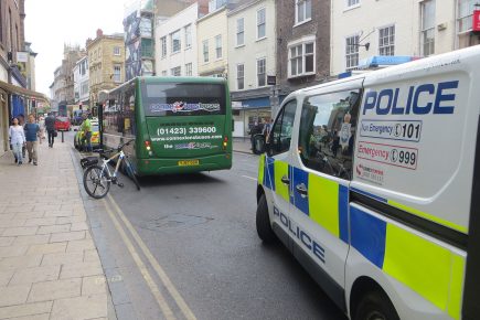 Bus and taxi crash in York city centre