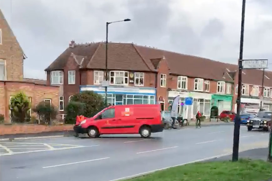 Video: ‘Hero’ postman hit by runaway van after it rolls down York road