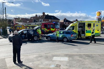 Firefighters free woman trapped in car crash which closes major York road