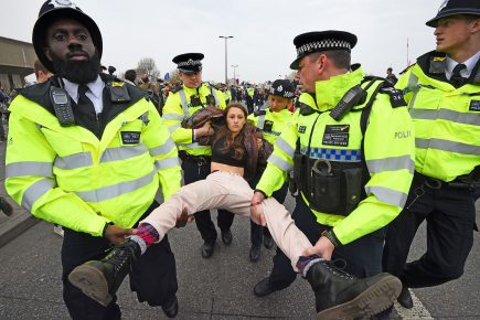 The dramatic moment a York protester was arrested at London climate demo