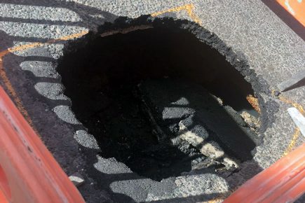 This large hole has opened up in a busy a York road – closing it to traffic