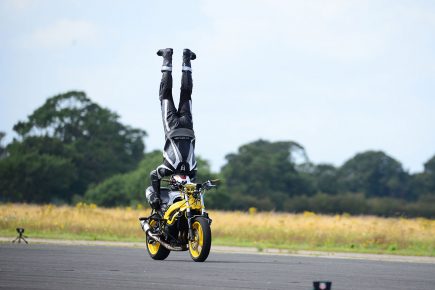 Daredevil breaks world record for fastest headstand on a motorbike near York