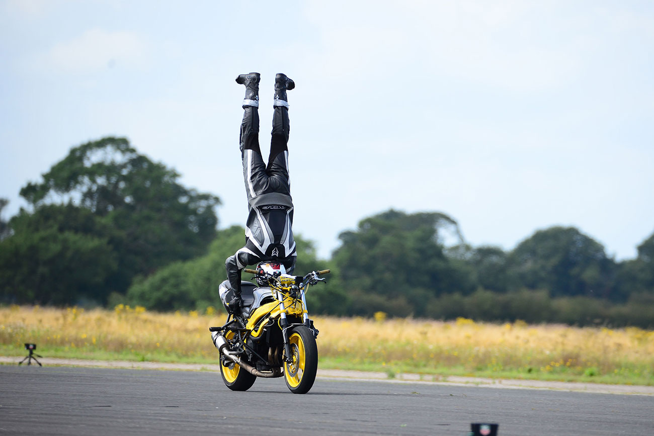Daredevil breaks world record for fastest headstand on a motorbike near York