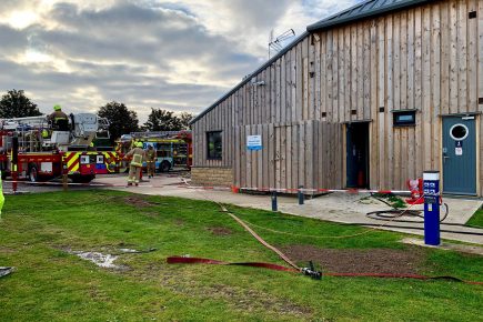 Five crews tackle building fire at York Marina