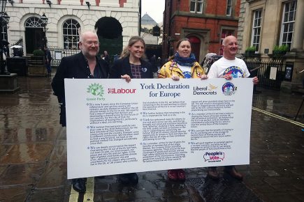 Greens, Lib Dems and Labour rally behind a York Declaration For Europe demanding second Brexit vote