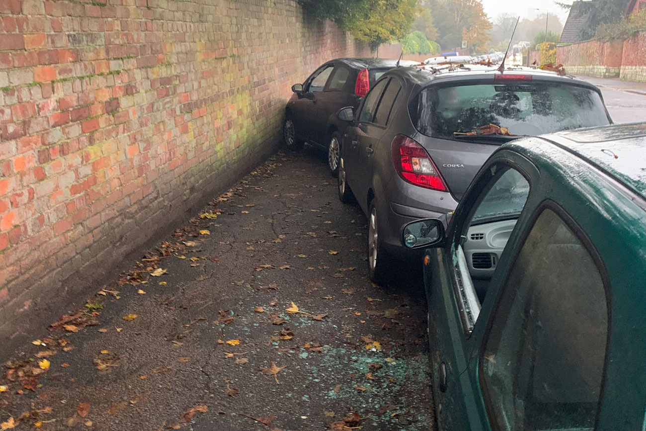 One car rammed against wall and others broken into in York crime spree