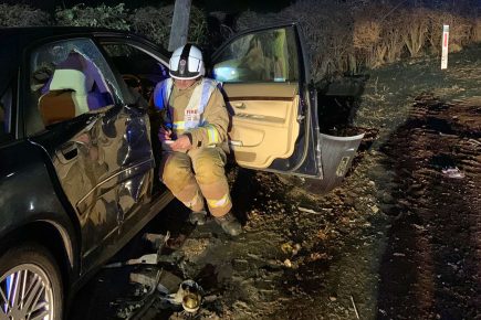 Car hits telegraph pole after collision on A64 near York