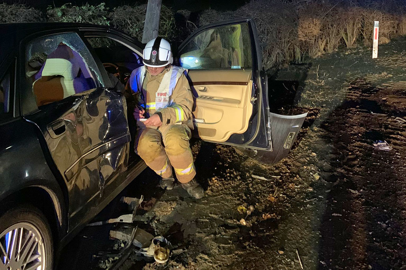 Car hits telegraph pole after collision on A64 near York