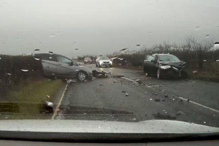 Watch: Shocking moment when sleeping driver crashes into another car near York