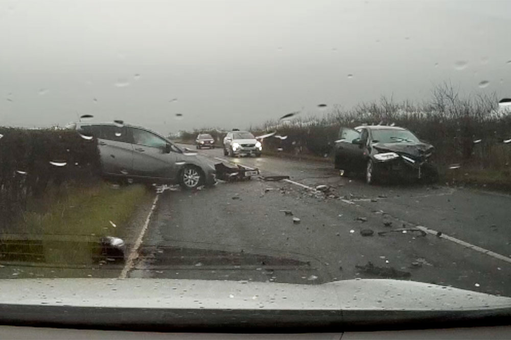 Watch: Shocking moment when sleeping driver crashes into another car near York
