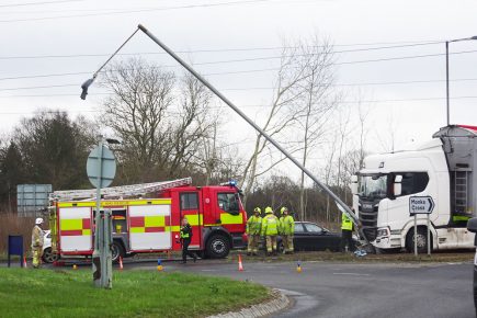 Pictures: Lorry crashes into lamppost on York ring road