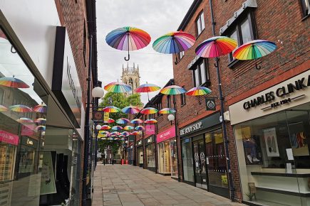 The brollies are back! Coppergate umbrellas return to brighten up York city centre