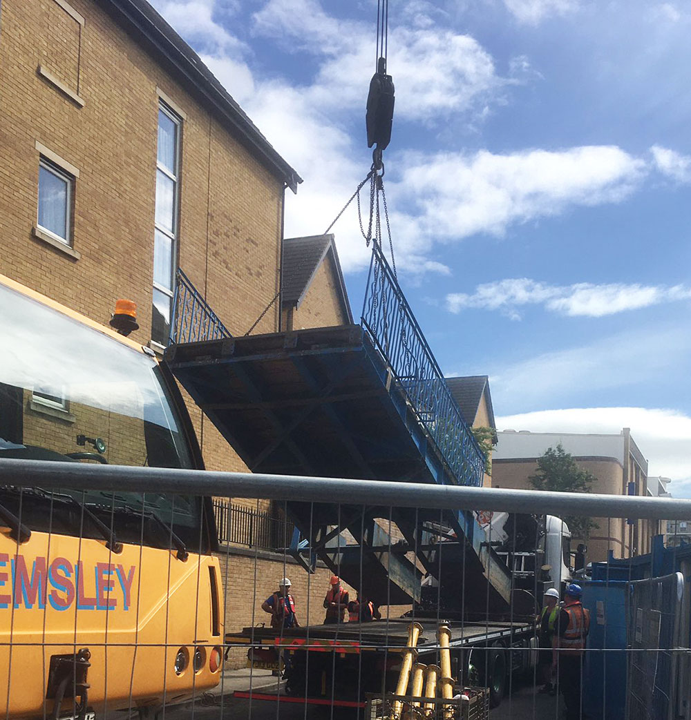 Pictures and video: York’s famous Blue Bridge removed