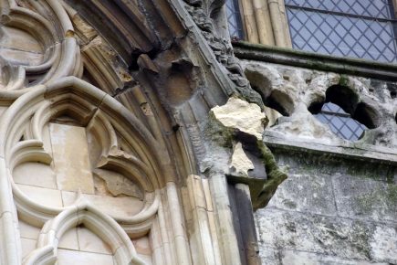 Pictured: This is the damage vandals caused to York Minster after climbing the scaffolding
