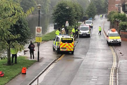 Rescue operation after car goes into the river in York