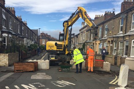 Updated: Concrete blocks come to the Groves after planters were overturned on first night of traffic trial