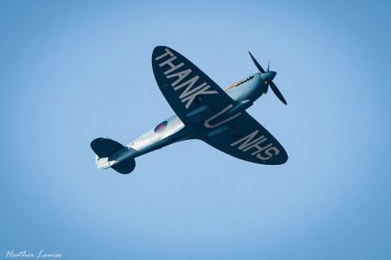 Images and video capture the glorious NHS Spitfire flying over York Hospital