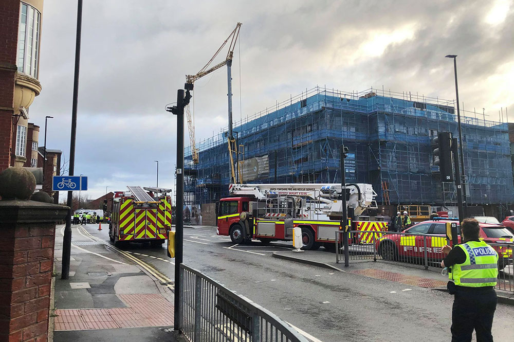 Updated: Fire crews make collapsed crane safe in York – road reopens