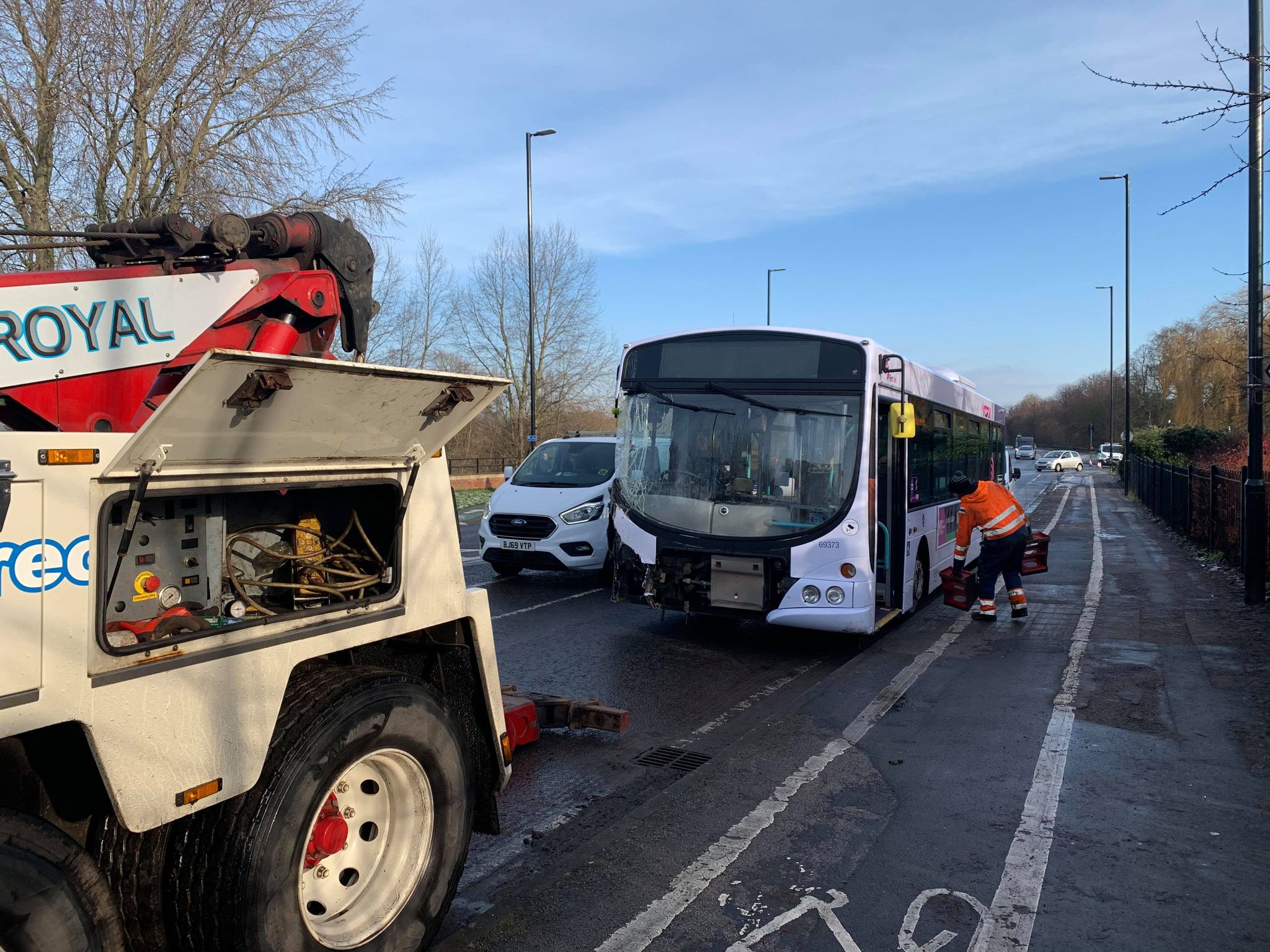 Bus and police van involved in two collisions on icy York roads