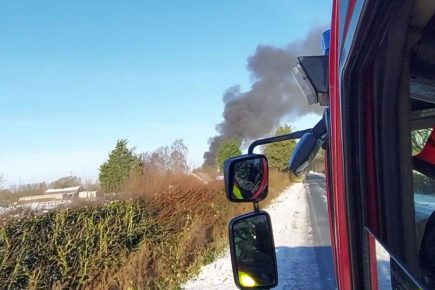 Caravan destroyed by fire near York