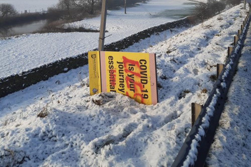 North Yorkshire Police condemn vandals who defaced Covid sign