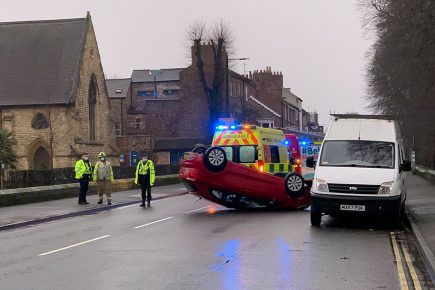 Updated: Main York road reopens after car landed on its roof