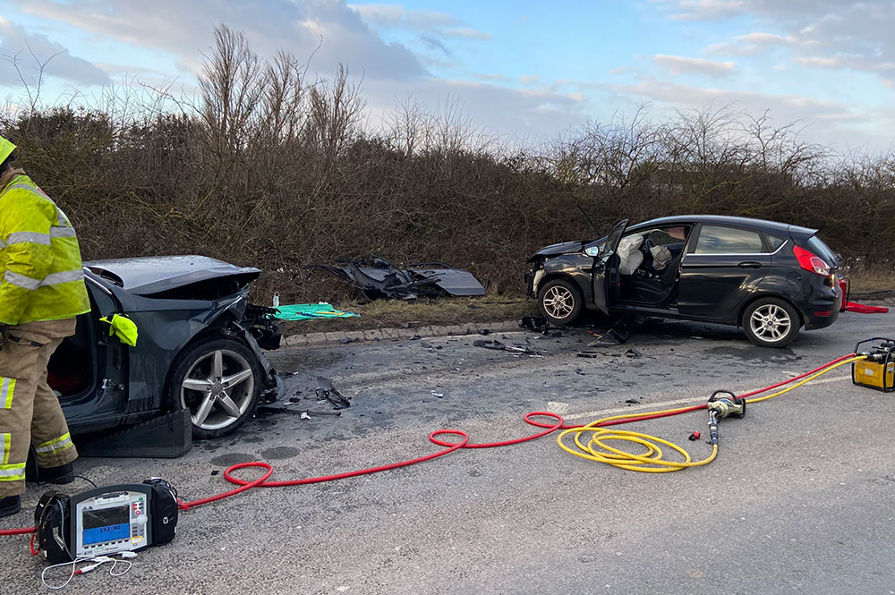 Updated: Person cut from car after crash on main York road