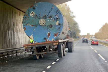 Vehicle hits bridge on the A64