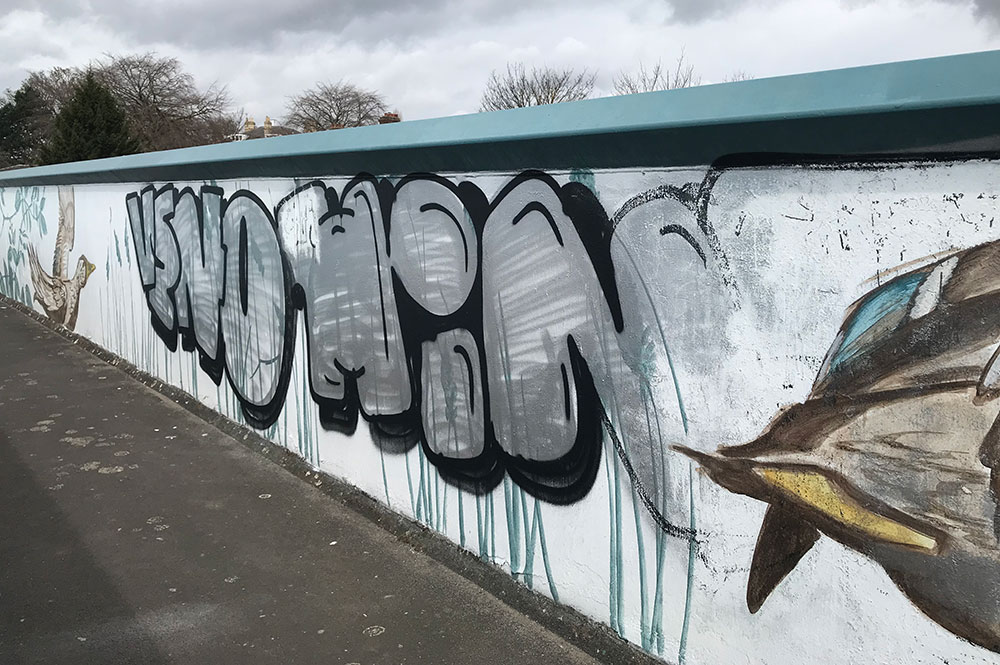 ‘Absolutely appalling’: Anger as vandals daub graffiti over bridge artwork only 16 days after it was completed