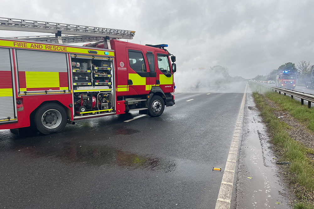 Updated: Road reopens after car fire engulfed carriageway with smoke