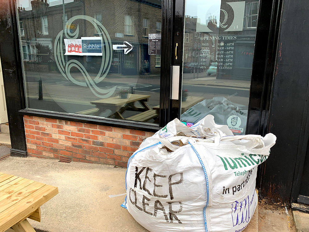 One sandbag has now been removed from York barbers blockade