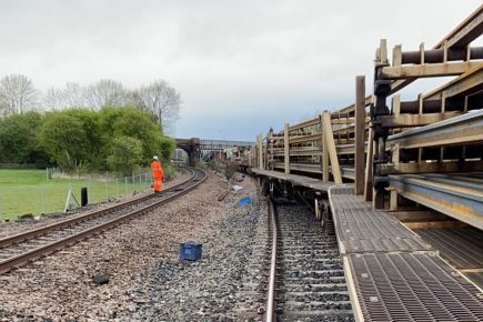 Pictured: The derailed train near York causing serious problems for travellers