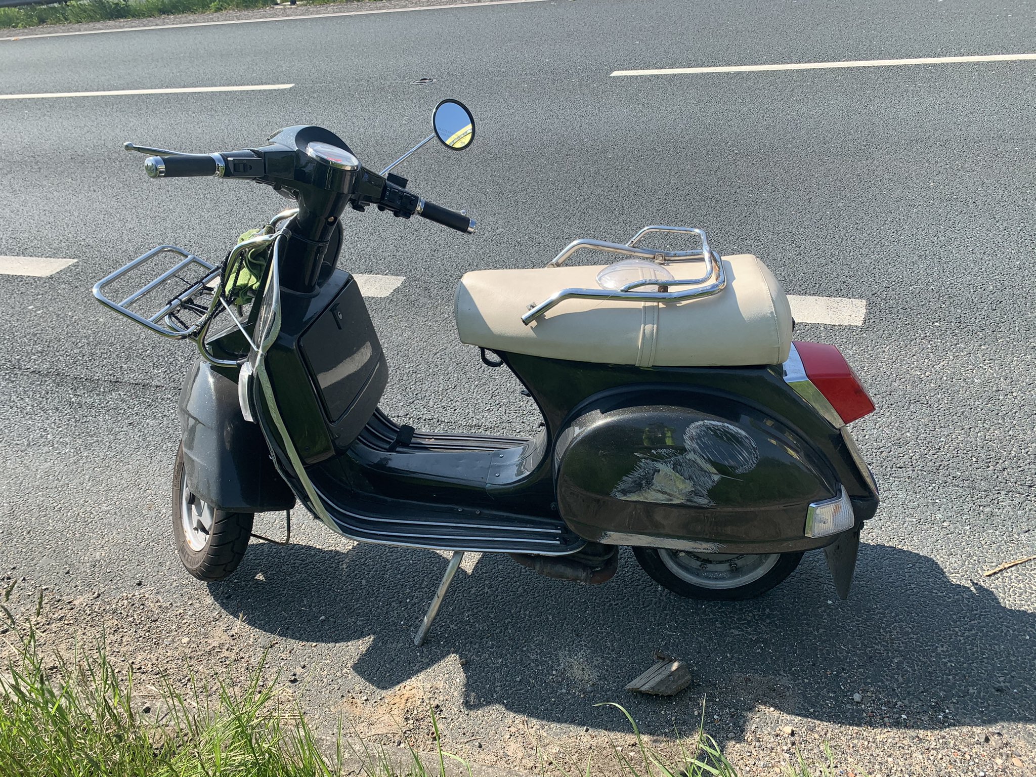 Scooter rider suffers serious injuries after a blowout on the A64