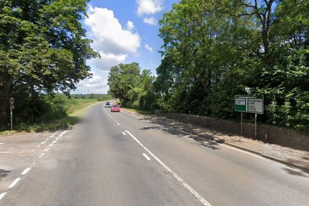 Three-vehicle crash blocks road – one vehicle on fire