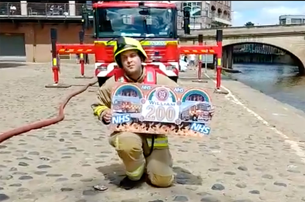 York firefighters send video tribute to ‘inspirational’ William, 12, on the day of his 200th blood transfusion